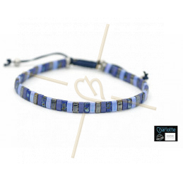 Kit bracelet with Miyuki Quarter + Half + Tila with macramé clasp blue mix