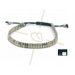 Kit bracelet with Miyuki Quarter + Half + Tila with macramé clasp Full Palladium