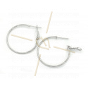 Créoles Boucles d'Oreilles rond 30mm Rhodium