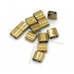 Hematiet Tila 2-gaatjes 5*5mm Gold Plated