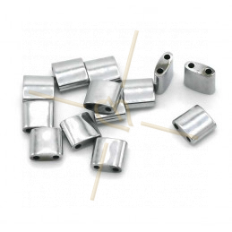 Hematiet Tila 2-gaatjes 5*5mm Rhodium