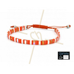Kit bracelet with Miyuki Quarter + Half + Tila with macramé clasp Orange