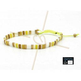 Kit bracelet with Miyuki Quarter + Half + Tila with macramé clasp Yellow Fluo