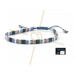 Kit bracelet with Miyuki Quarter + Half + Tila with macramé clasp Pink Blue Rainbow