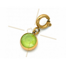 Charms Stainless Steel with clasp and Swarovski Strass Light Green