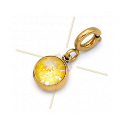 Charms Stainless Steel with clasp and Swarovski Strass Yellow