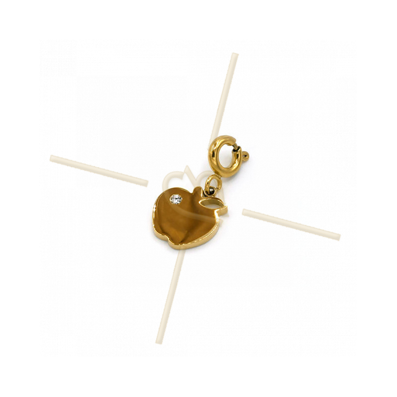 Charms acier inoxydable Gold Plated avec attache Pommes