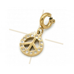 Charms Stainless Steel Gold Plated Peace with clasp