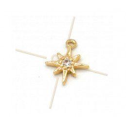 Charms Gold Plated ster 8mm met strass