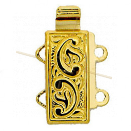 Sliding Clasp 2-row Gold plated 12*6mm