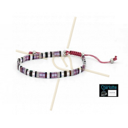 Kit Bracelet with Miyuki quart + half + Tila with macramé clasp Purple