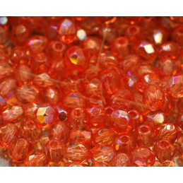 Firepolished Facet kraal 4mm Padparadscha AB