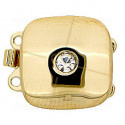 slot rond met 1 strass 2-rangs Gold Plated