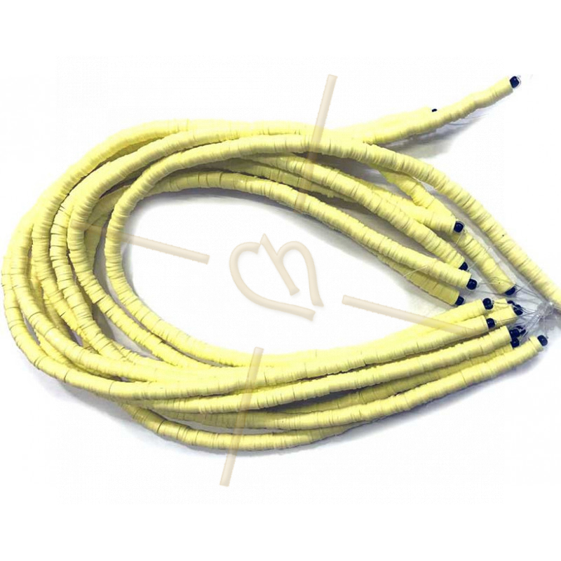 Rondelles Heishi 6mm Jaune Pale par Fil 40cm.