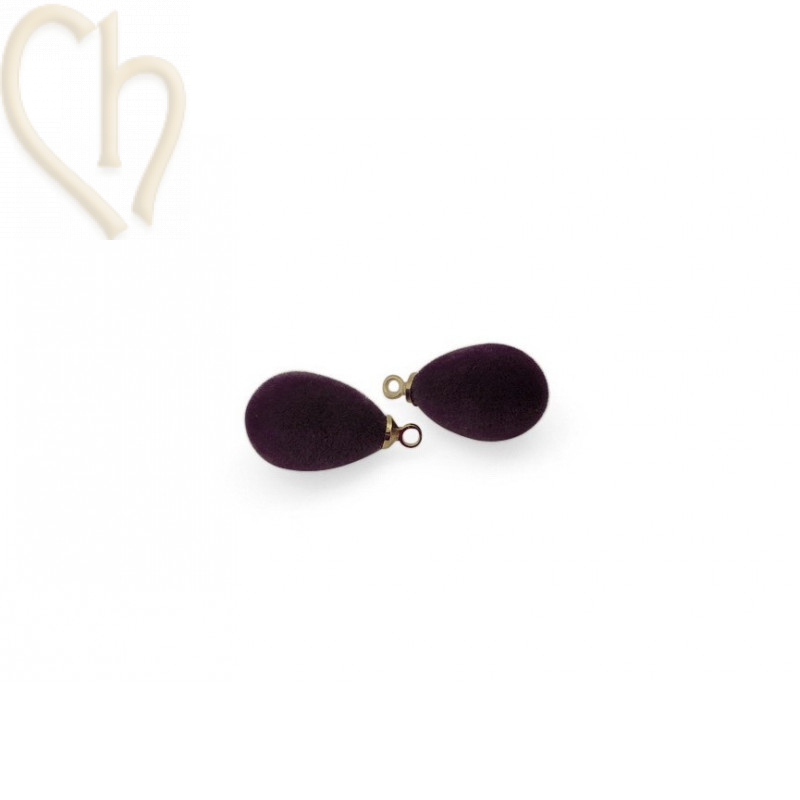 Pendant velvet drop 19*10mm Cassis