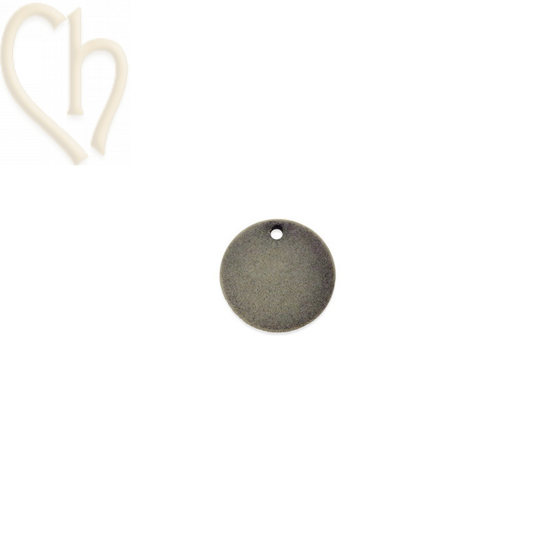 2 x Pendentif disque rond velours 19mm Gris clair