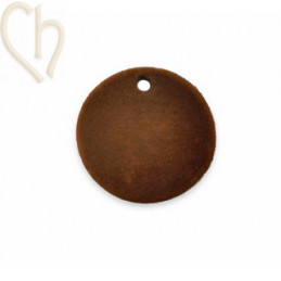 2 x pendant disc round velvet 19mm Brown