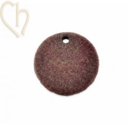 2 x pendant disc round velvet 19mm Antique Pink