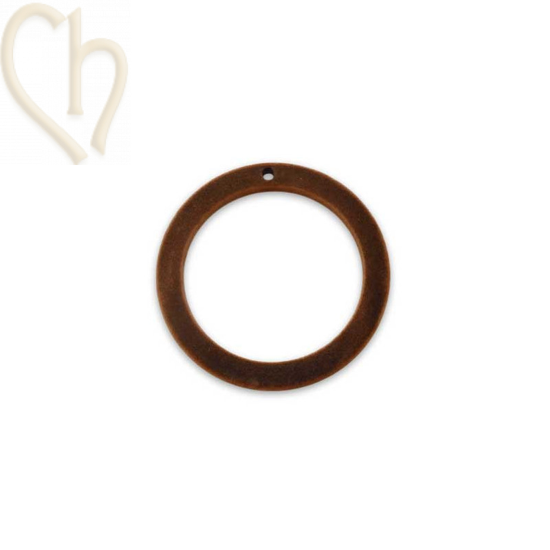 pendentif velours rond 39mm Brun