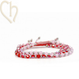 3 kits armbandjes met Staal en Swarovski Crystal Rode tinten