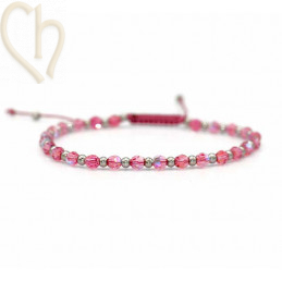 kit armbandje met Staal en Swarovski Crystal Fuchsia AB