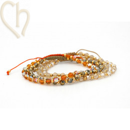 3 kits armbandjes met Staal en Swarovski Crystal Bruine tinten