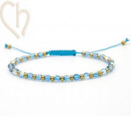 Kit armbandje met Staal en Swarovski Crystal Aquamarine AB