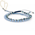 2 Kits bracelets acier et Cristaux Swarovski tons Montana et Air Bleu Opal