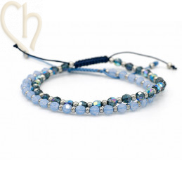 2 kits armbandjes met Staal en Swarovski Crystal Montana en Air Bleu Opal