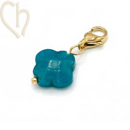 Charms clover4 EMERALD GREEN met edelstaal slotje goldplated