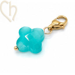 Charms clover4 AZORE met edelstaal slotje goldplated