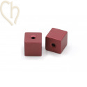 Aluminium annodised cube bead 8mm Winered