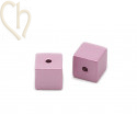 Perle cube aluminium anodisé 8mm Rose