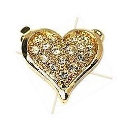 clasp 1-row "heart" with strass 