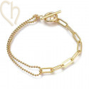 armbandje duochain in edelstaal 19cm gold plated