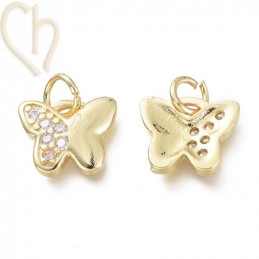 Charms papillon 10mm avec strass Gold Plated
