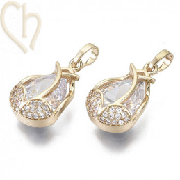 Charms larme goutte 20mm avec strass Gold Plated