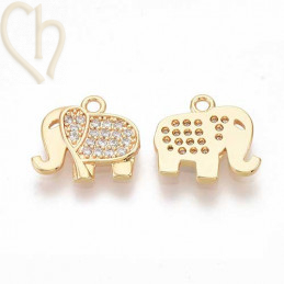 Charms elephant 12mm with strass Rhodium
