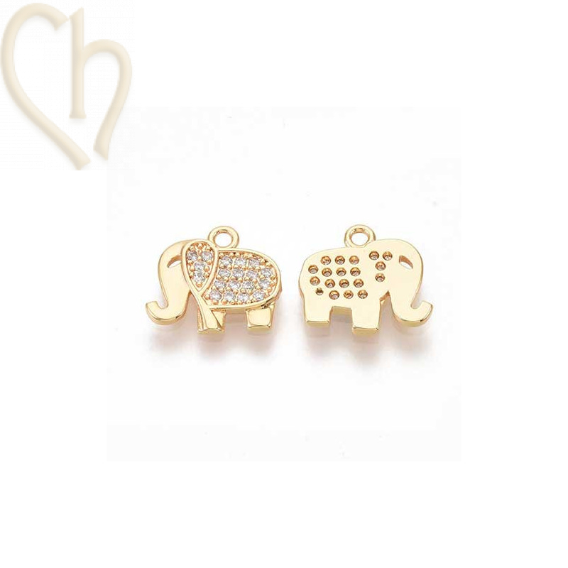 Charms elephant 12mm avec strass Rhodium