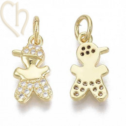 Charms boy 14mm met strass Gold Plated
