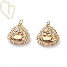 Charms buddha 15mm met strass Gold Plated