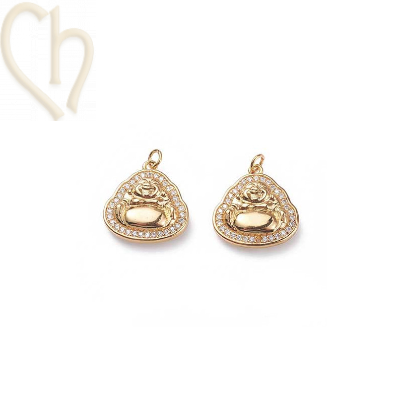 Charms buddha 15mm avec strass Gold Plated