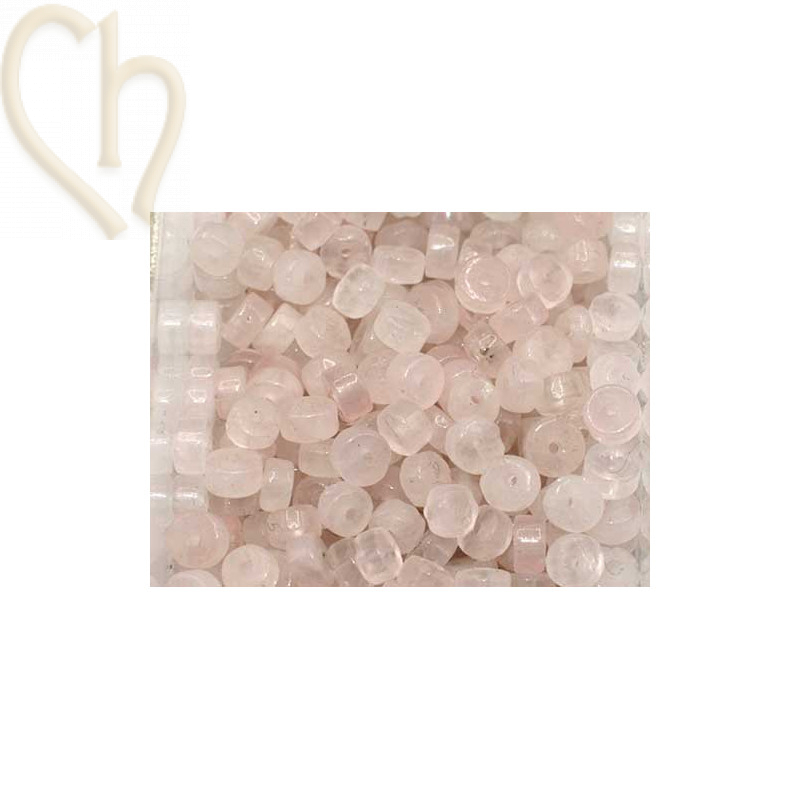 Rondel natuursteen 2*4mm Quartz Rose