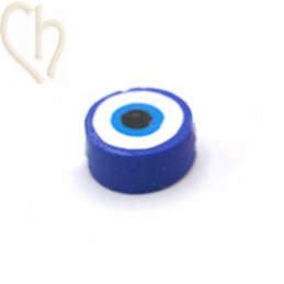 Polymere bead rond "eye"  10mm Blue