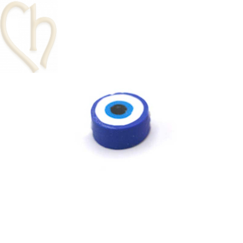 Perle polymère ronde "eye"  10mm Blue