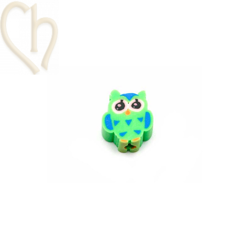 Hibou en polymère 12mm Vert