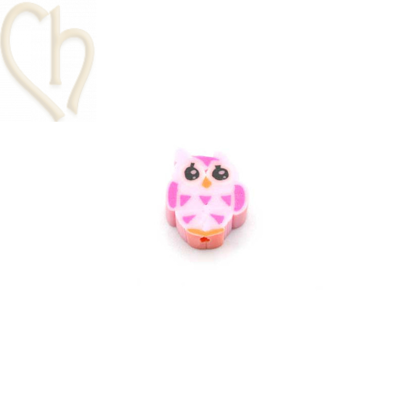 Hibou en polymère 12mm Rose