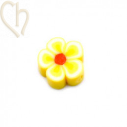 Fleur en polymère 10mm Jaune Blanc