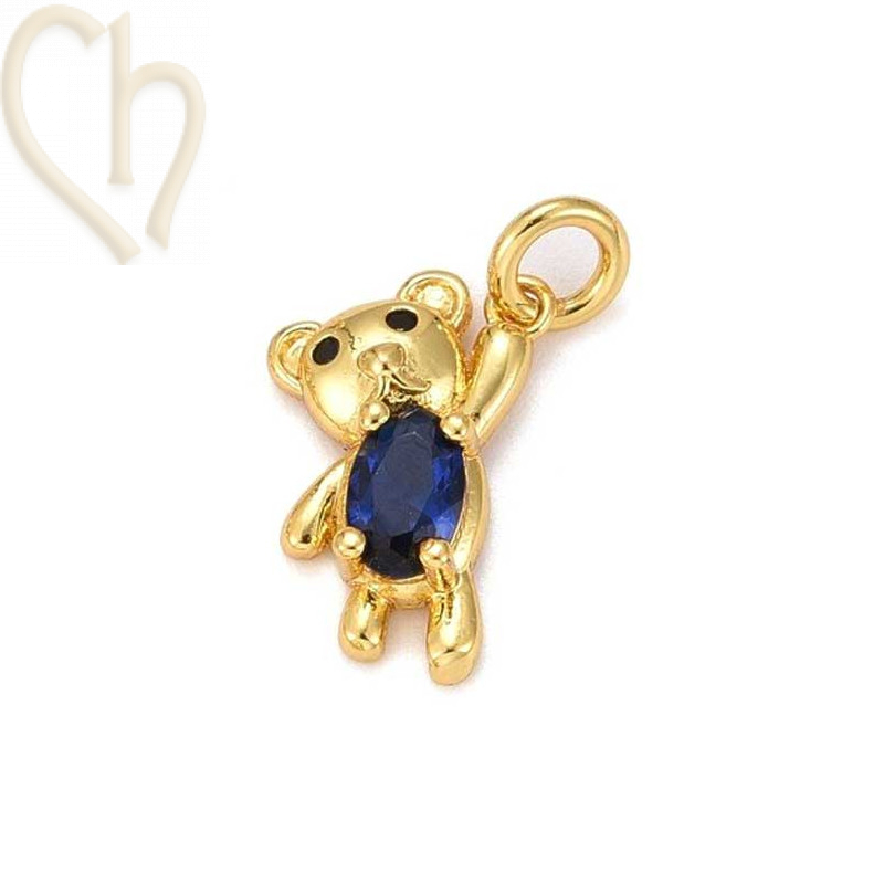 Charms Gold Plated teddybear 15mm with stone Montana