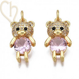 Charms Gold Plated teddybear 19mm with stone